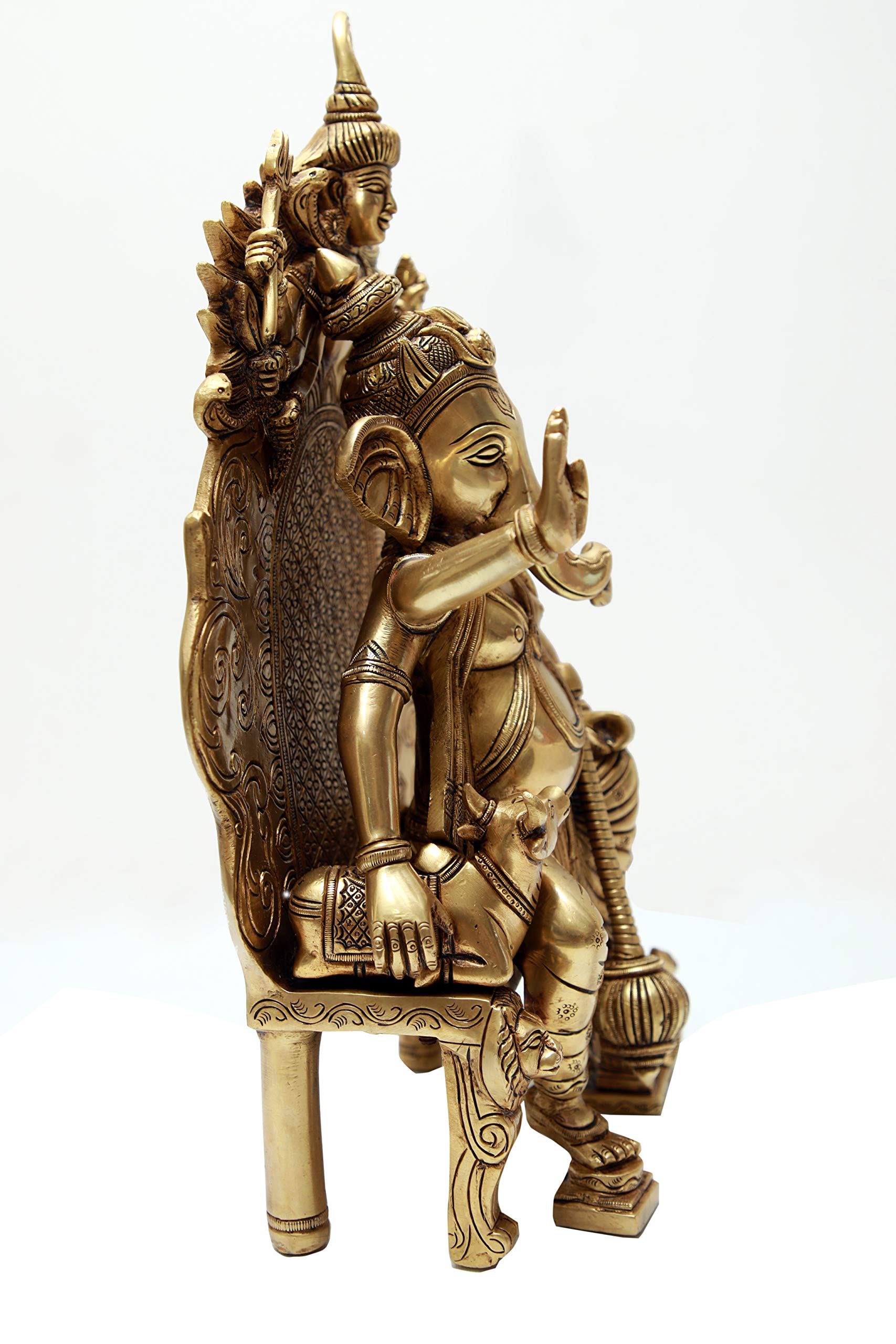 Kalarambh Brass Ganesha/Ganesh/Ganpati Idol Murti Statue For Home Pooja Puja Mandir Decor Collectible Handicraft Art, Yellow, 9.
